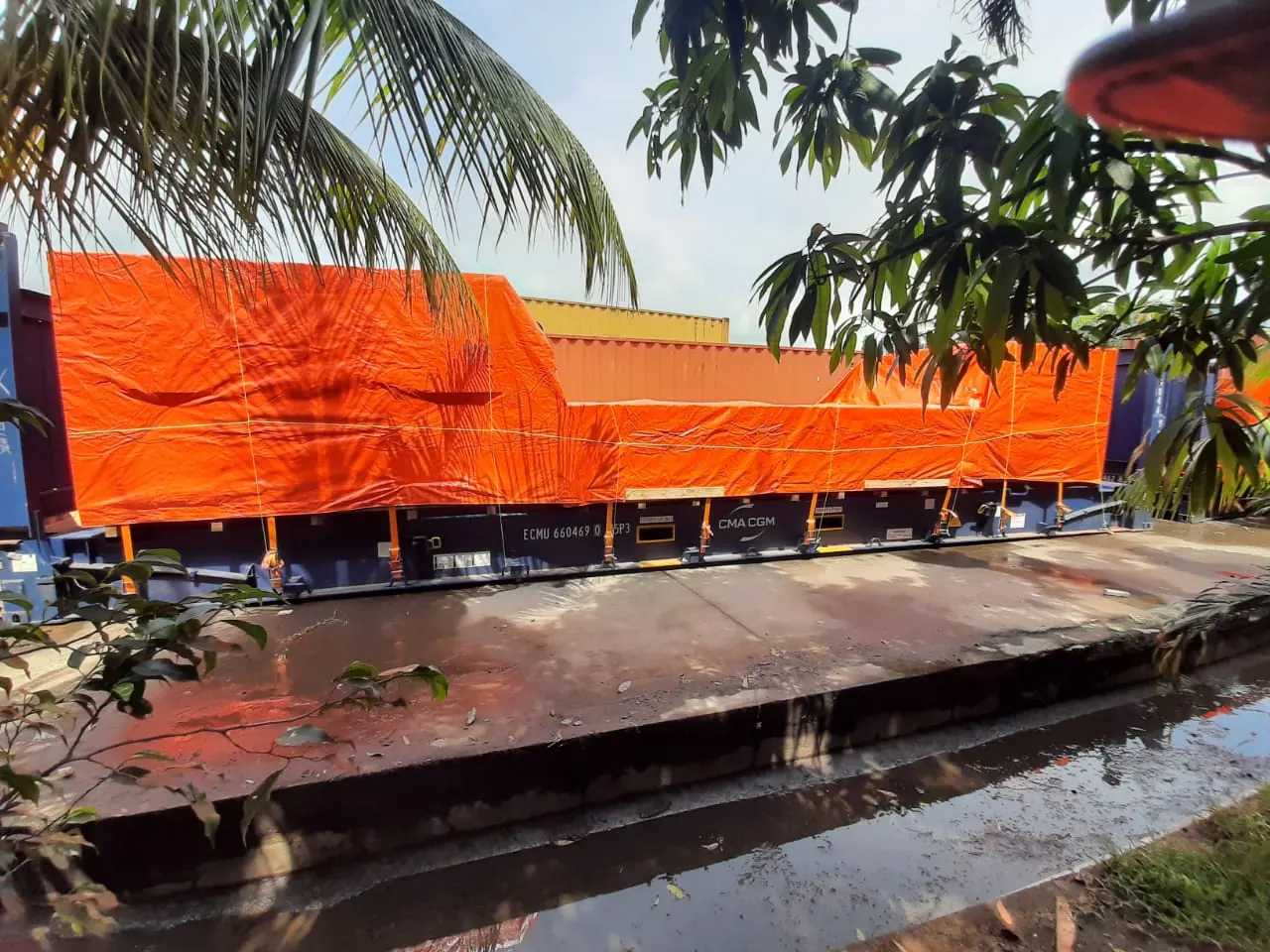 Oversized cargo covered for shipment